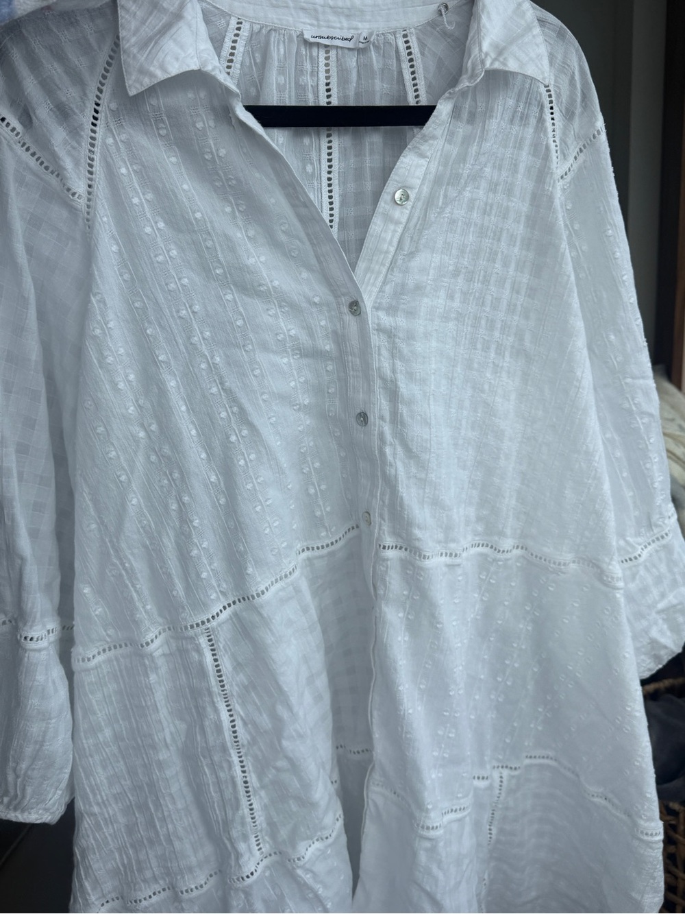 Usubscribed | 100% Cotton Patchwork White Dress | Boho Size M